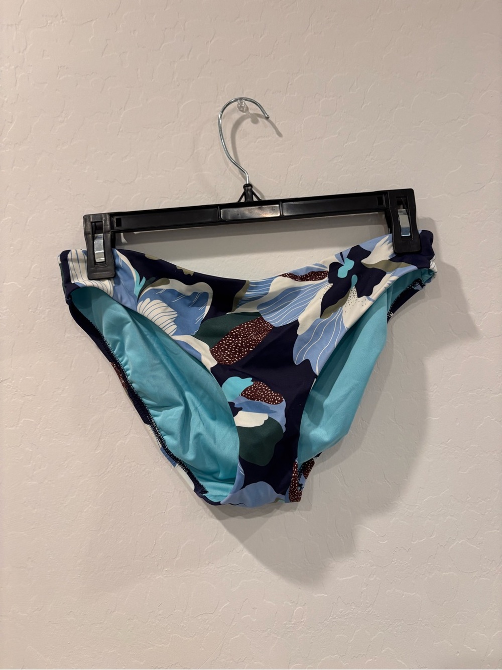 Athleta Navy Floral Bikini Bottom with Aqua Accents